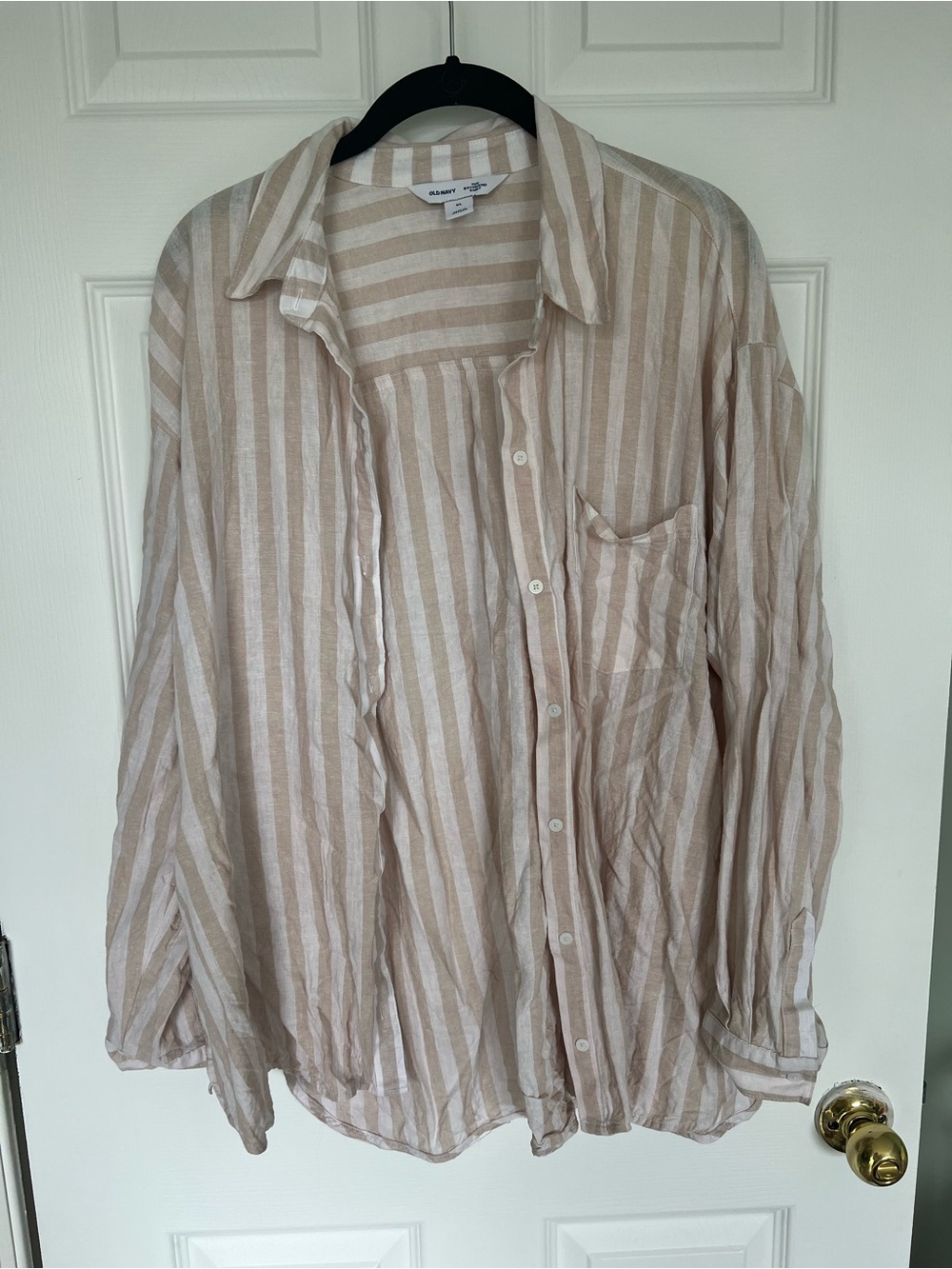 Old Navy Striped Button-Down Shirt - Beige/White
